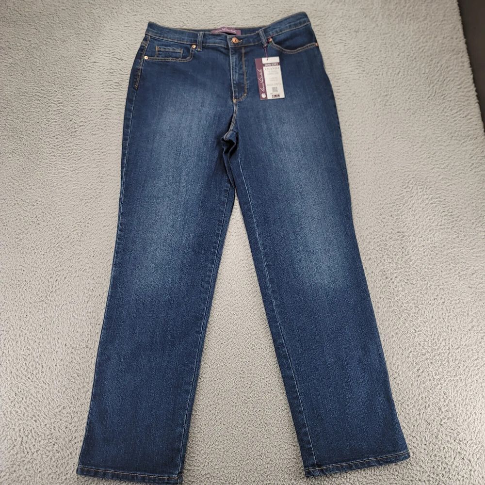 Gloria Vanderbilt Jeans Womens 14 Blue Denim Amanda‎ Medium Wash Tapered Leg